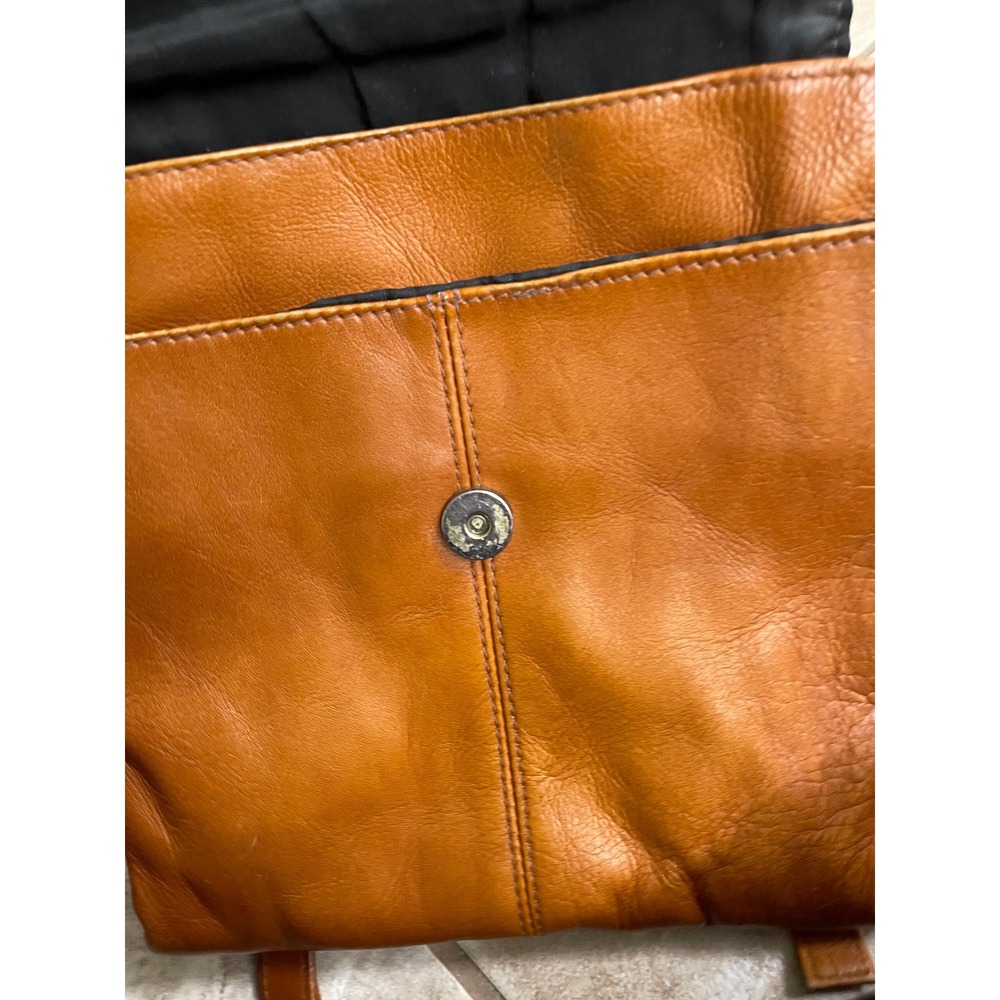 FRYE Women Tan Leather Flap Top Mini Backpack Purse Bag saddle bag VTG crossbody - Picture 10 of 13